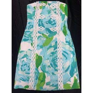 Lily Pulitzer 00 Blue Strapless Floral Dress